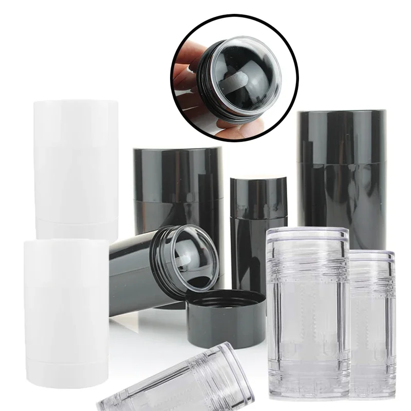 

10pcs 15ml 30ml 50ml 75ml Empty Black Deodorant Bottle Twist Up Stick Tube Round Bottom Filling Stick Deodorant Container Travel