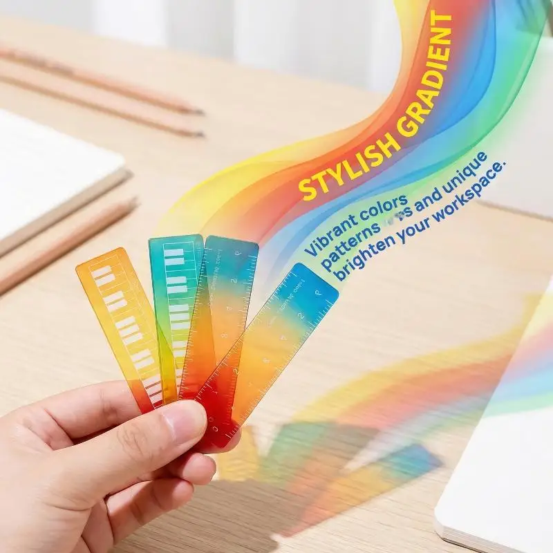 Palm Ruler Cartoon Style Mini Iridescent Colorful Straight Ruler Student Measurement Tool for Drawing Homework 5/10/50pcs
