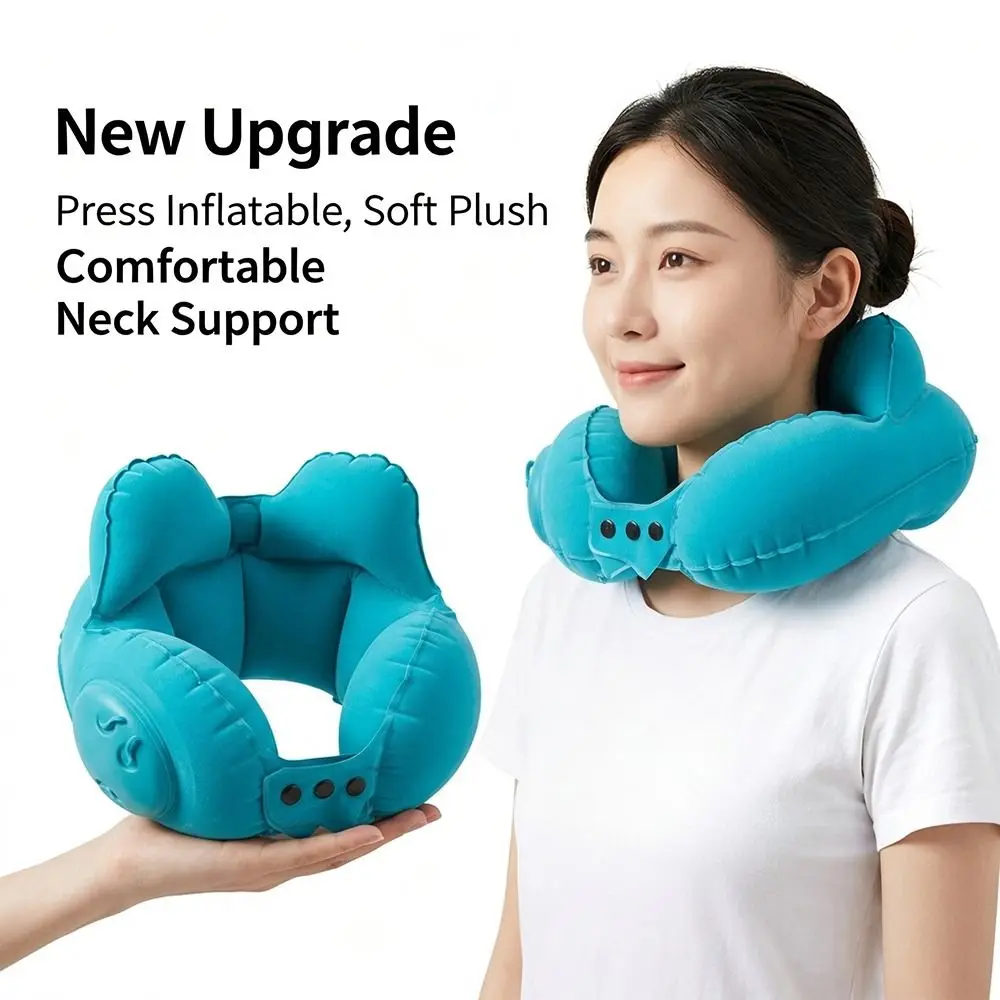 NEW Adjustable Inflatable Neck Pillow Foldable Ergonomic Travel Pillow Soft Relieve Neck Pressure U Shaped Pillow Camping