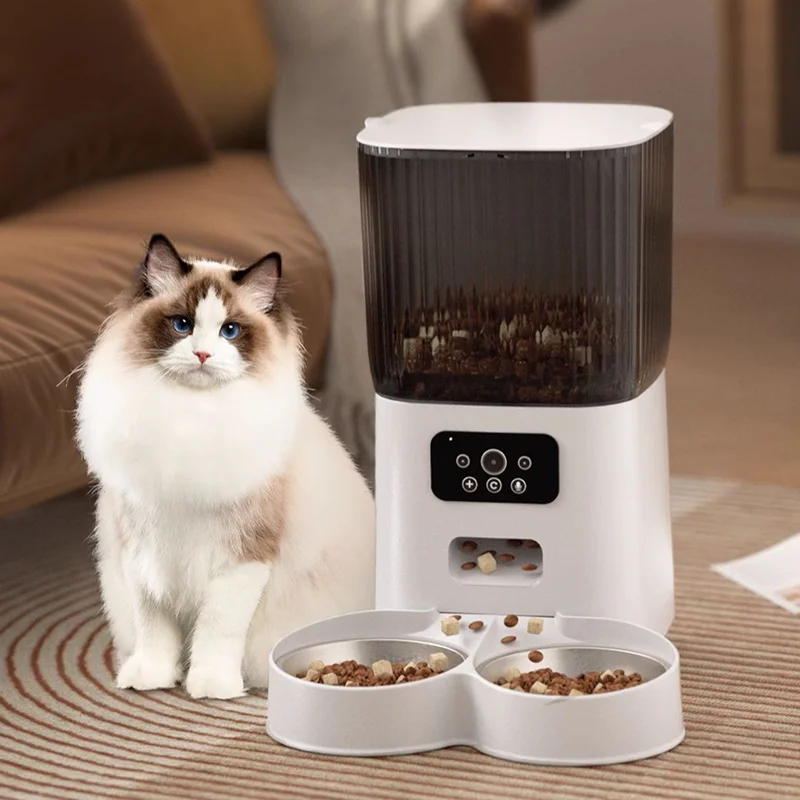 5L Cat Automatic Feeder WiFi with Camera HD Smart Interactive Pet Food Dispenser Timer Stainless Steel Bowl Auto Dog Cats