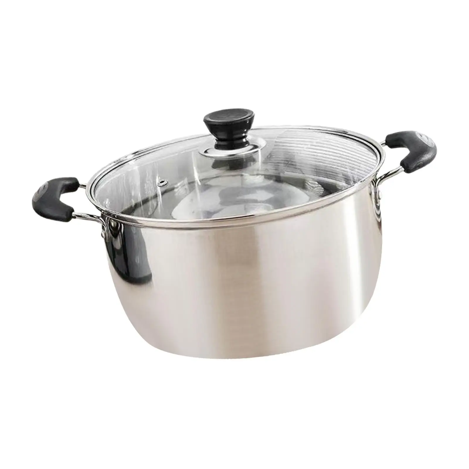 Stainless Steel Soup Pot Deep Stew Stock Pan Non Stick Cooking Pot Suitable for Induction and Gas Stoves