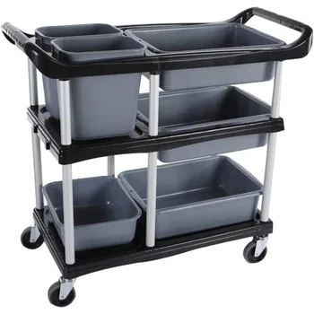 Carrinho de compras multifuncional, carrinho de compras de restaurante de três camadas com prateleiras e rodas móveis, carrinho de jantar de restaurante