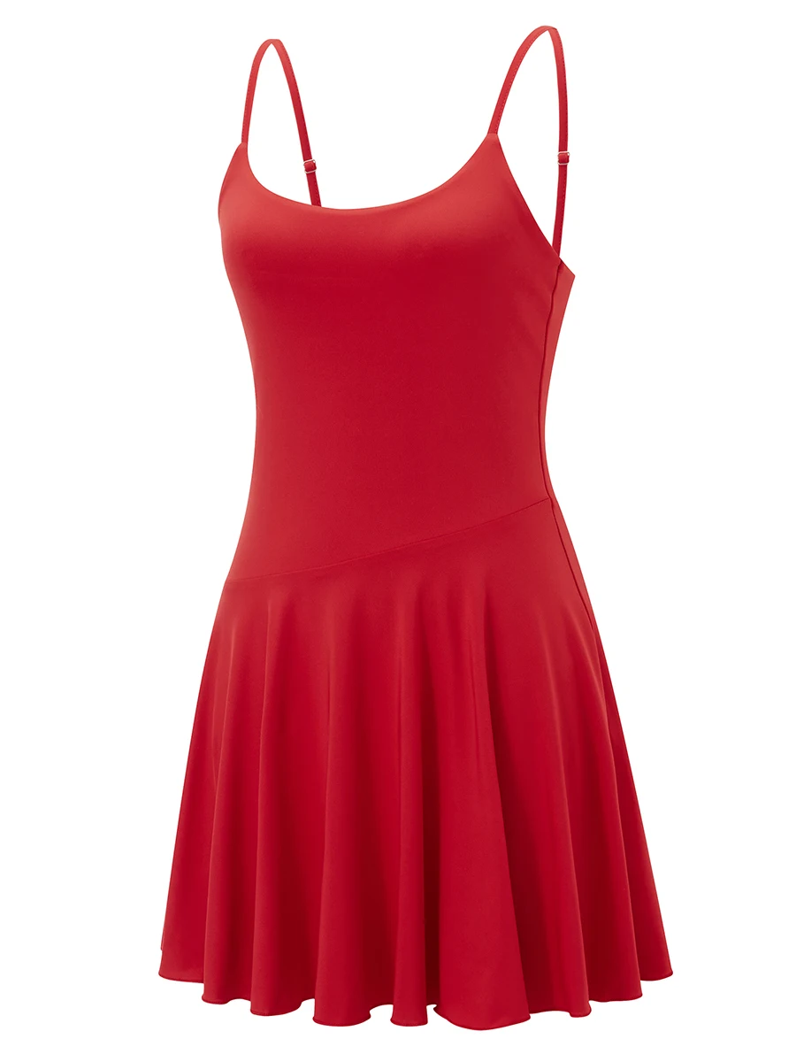 Women s Mini Skater Dress Sleeveless Spaghetti Strap Scoop Neck Flowy Dress Summer Party Dress