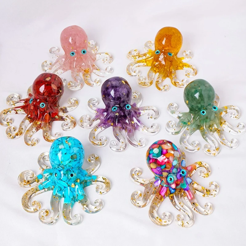 

Hot Natural Crystal Miniature Octopus Statue Chinese Lucky Feng Shui Ornament Office Tabletop Bar Decorative Accessories New
