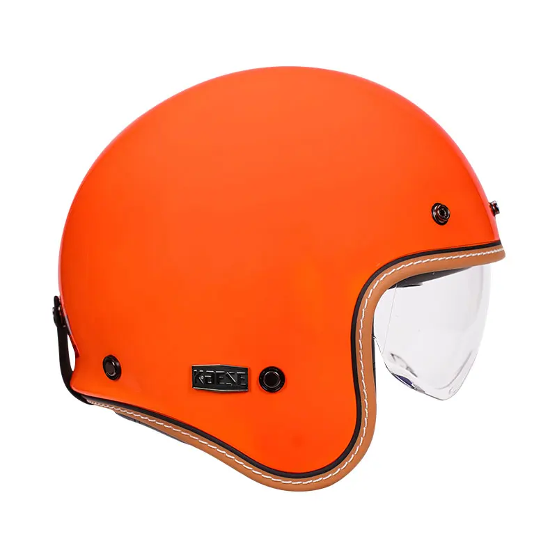 

Ретро огненно-оранжевый 3/4 полумотоциклетный шлем с открытым лицом, легкий винтажный реактивный шлем для взрослых для мужчин и женщин, одобренный DOT ECE