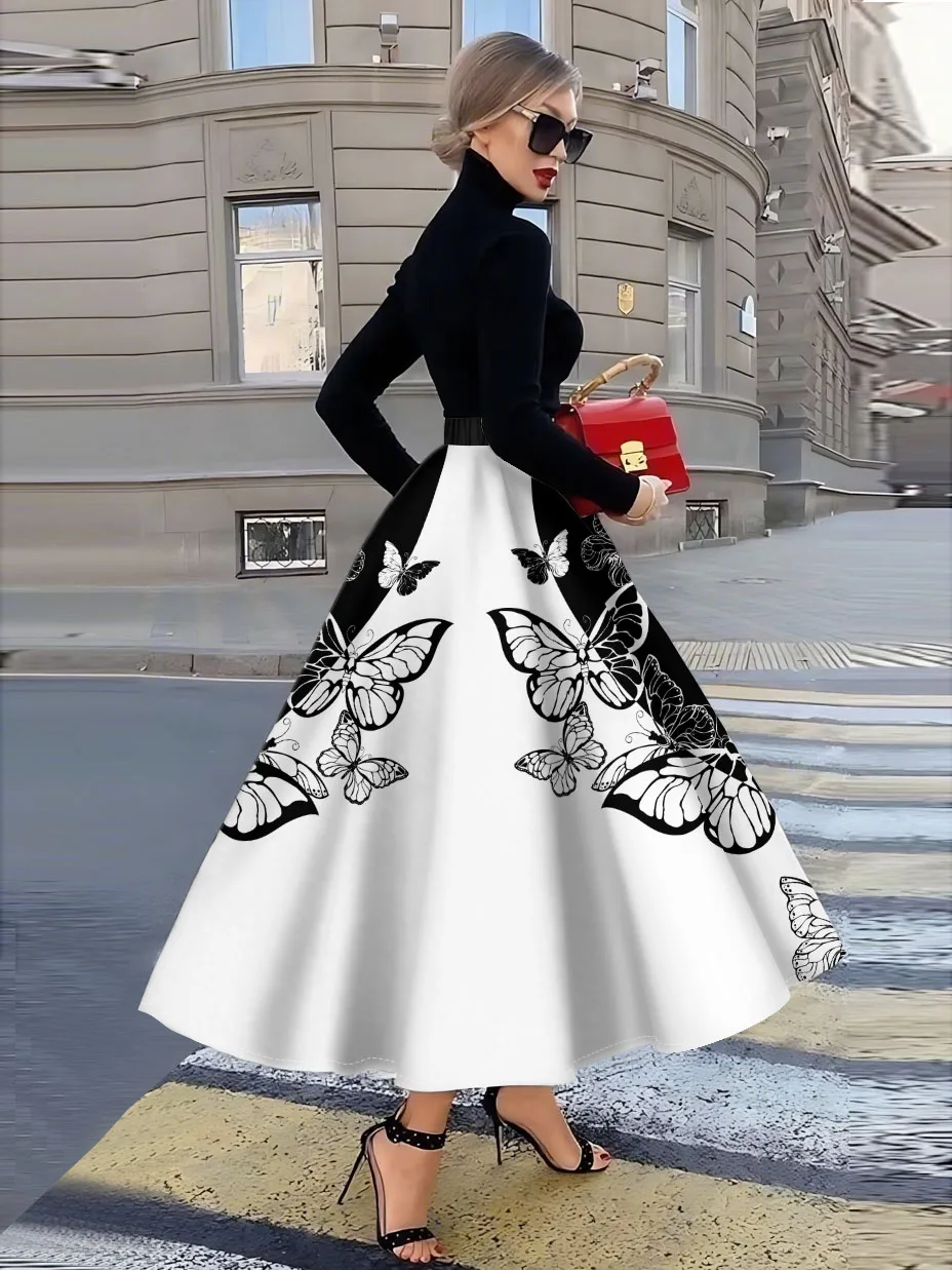 Printed Design Four Seasons Leisure Style Butterfly Pattern Printed Skirt Design Half Skirt
