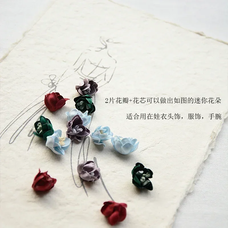 3D Satin Embossed Petals for Wedding Dress, Handmade Flower Materials, Hair Accessories, Diameter 2.3cm, RS3055