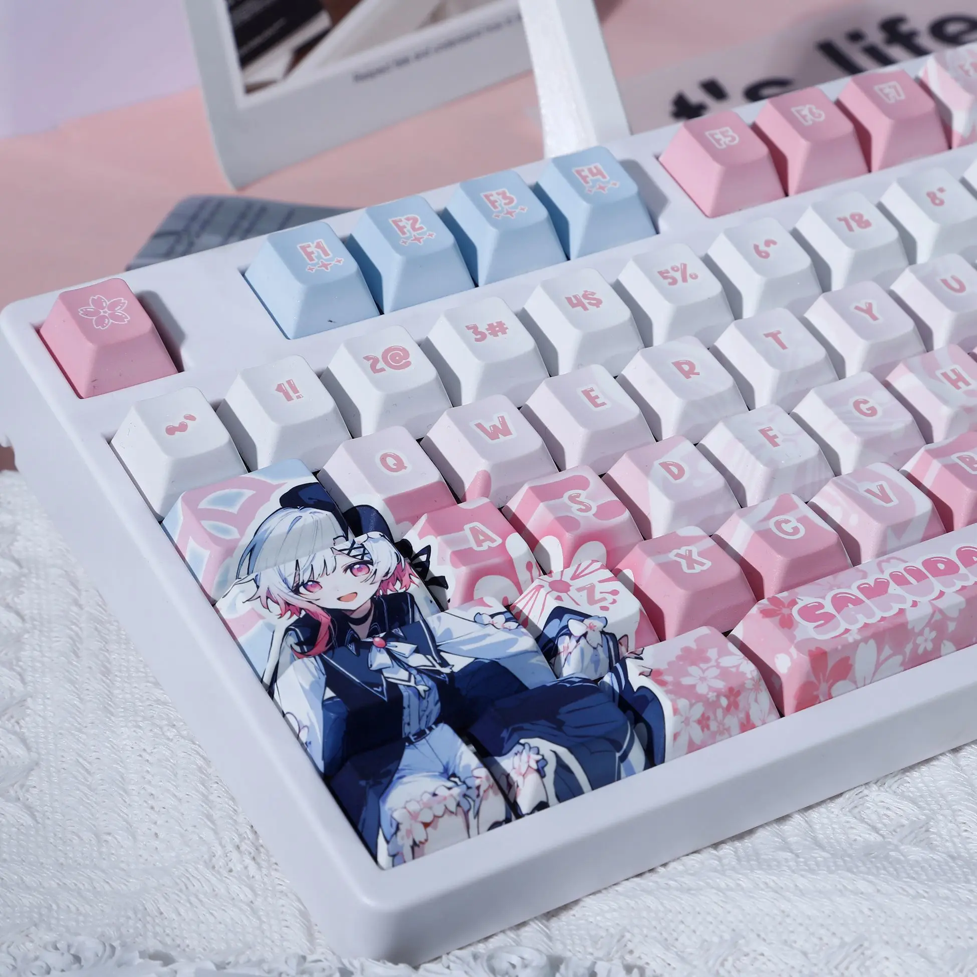 120 Keys Magical Girl Witch Trials Keycaps Emma Sakuraba Anime Game Key Cap Set Cherry PBT Keycap for Made68 Mad68 Wooting 60