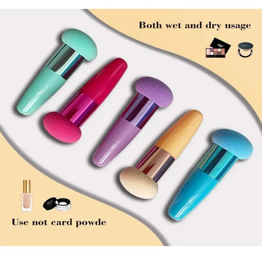 Juego de 5 brochas de maquillaje, brocha de maquillaje con forma de seta pequeña, herramienta de belleza, pluma de belleza de corte oblicuo adecuada para uso doméstico o en viajes