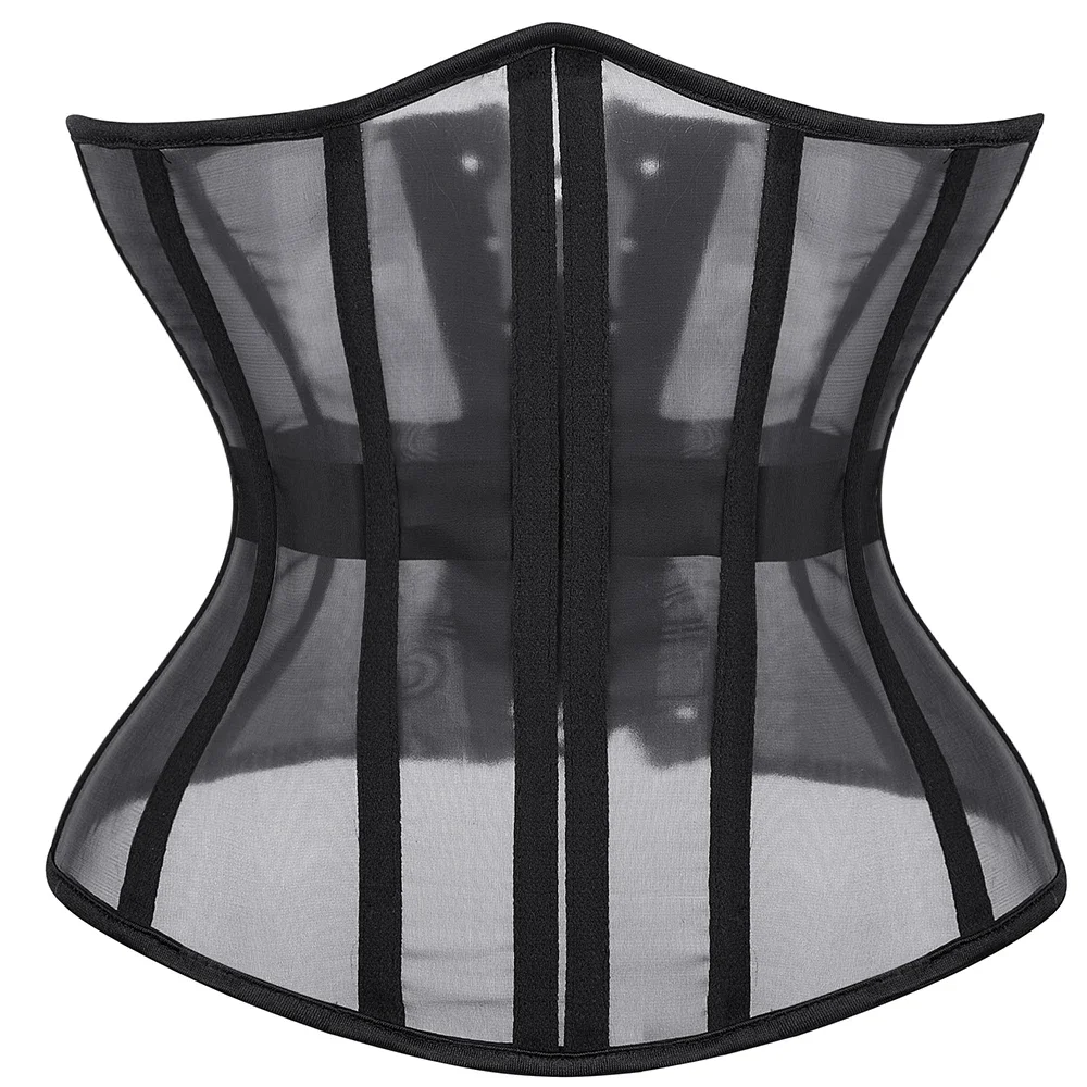 Black Breathable Mesh Bandage Corset Underbust Waist Trainer Women Bustiers Sexy Lingerie Brocade Fashion