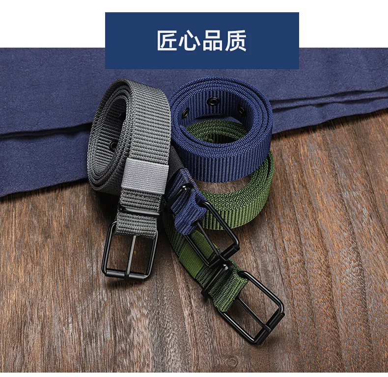 110/130 cm Schwarz Leinwand männer Gürtel Pin Schnalle Leder Gürtel frauen Trendy Gürtel Mit Jeans Gürtel für Männer Frauen Outdoor Sport Gürtel – Detail 6