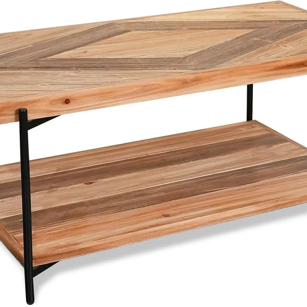 

2-х уровневый журнальный столик из дерева ялины и металла в фермерском доме, 44 прямоугольный для гостиной/офиса