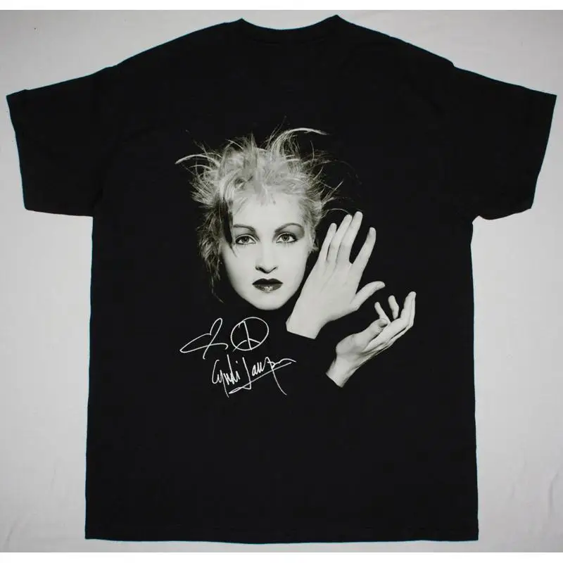 Cyndi Lauper Signature Черная футболка размера от S до 5XL HE1024