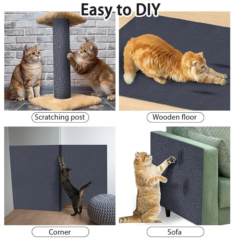 Wall Anti Cat Scratch Sofa DIY Cats Scratch Board Sofa Protection Paws Sharpen Trimmable Self-adhesive Carpet Cats Scratch Board