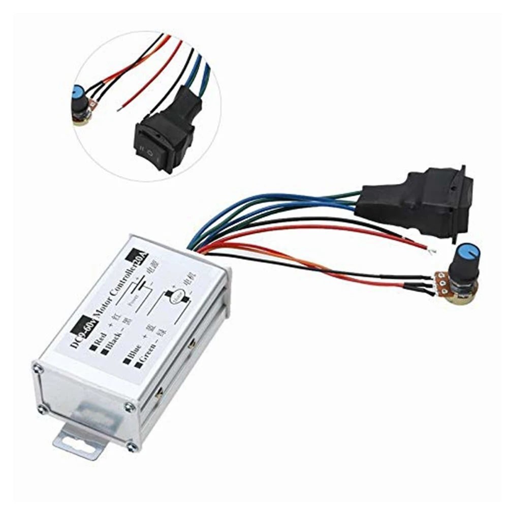 DC 9V 12V 24V 48V 60V 20A Reversible Motor Speed Controller Regulator ไดร์เวอร์ PWM