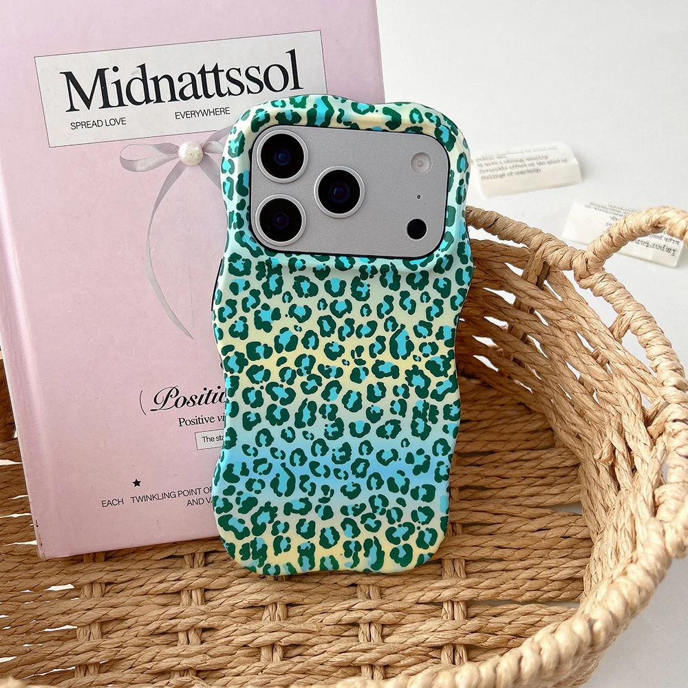 Modische 2-in-1-Handyhülle mit Leopardenmuster für iPhone 13 14 15 16 17 18 Pro Max, Wellenkanten, angenehme Haptik, harte, schlanke Rückseite – Detail 7