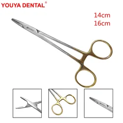 Dental Needle Holder Pliers 14/16cm Medical Dentistry Surgical Instruments Orthodontic Forcep Stainless Steel Gold Plated Handle