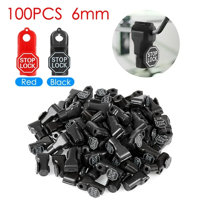 

100PCS Black Red 6mm Supermarket Commodity Loss Prevention Security Lock Retail Shop Peg Hook Stop Lock Pegboard Hook Lock