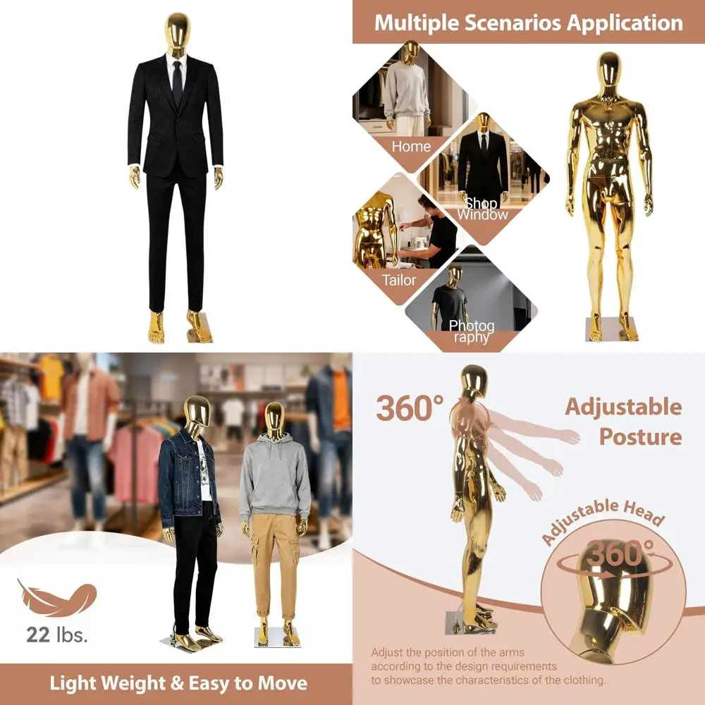 

6ft Tall Adjustable Male Mannequin with Metal Base for Stable Display