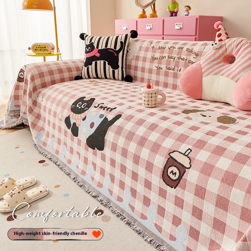 

Однотонный чехол для дивана из синельной ткани, L-образный, 2/3/4-местный, всесезонный, защитная пленка для дивана, розовый