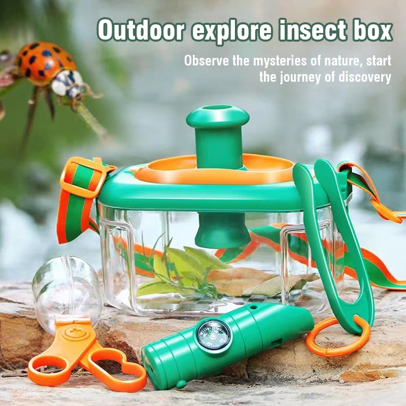 Kids Adventure Toys Kit Bug Catcher Outdoor Nature Exploration Toys Binoculars Dragonfly Butterfly Catching Net Camping Game