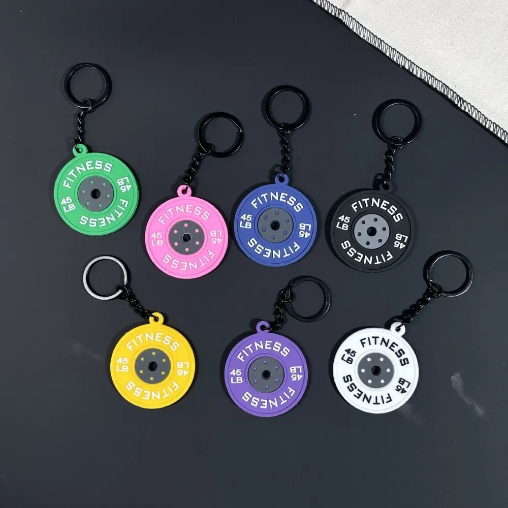 Mini Barbell Plates Key Chain Dumbbell Simulation Barbell Plates Keyring Bag Charm Creative Fitness Series Pendant For Men Women