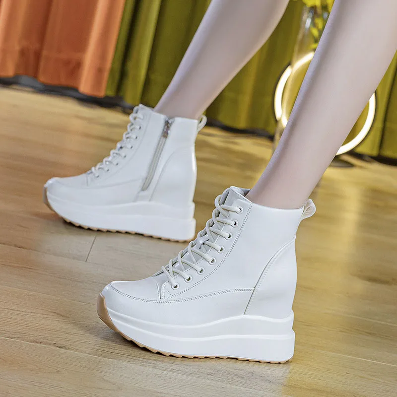 XMWRLW женская осенняя обувь из натуральной кожи, белые, черные кроссовки на скрытом каблуке, женская повседневная обувь, весенне-осенние кроссовки, обувь