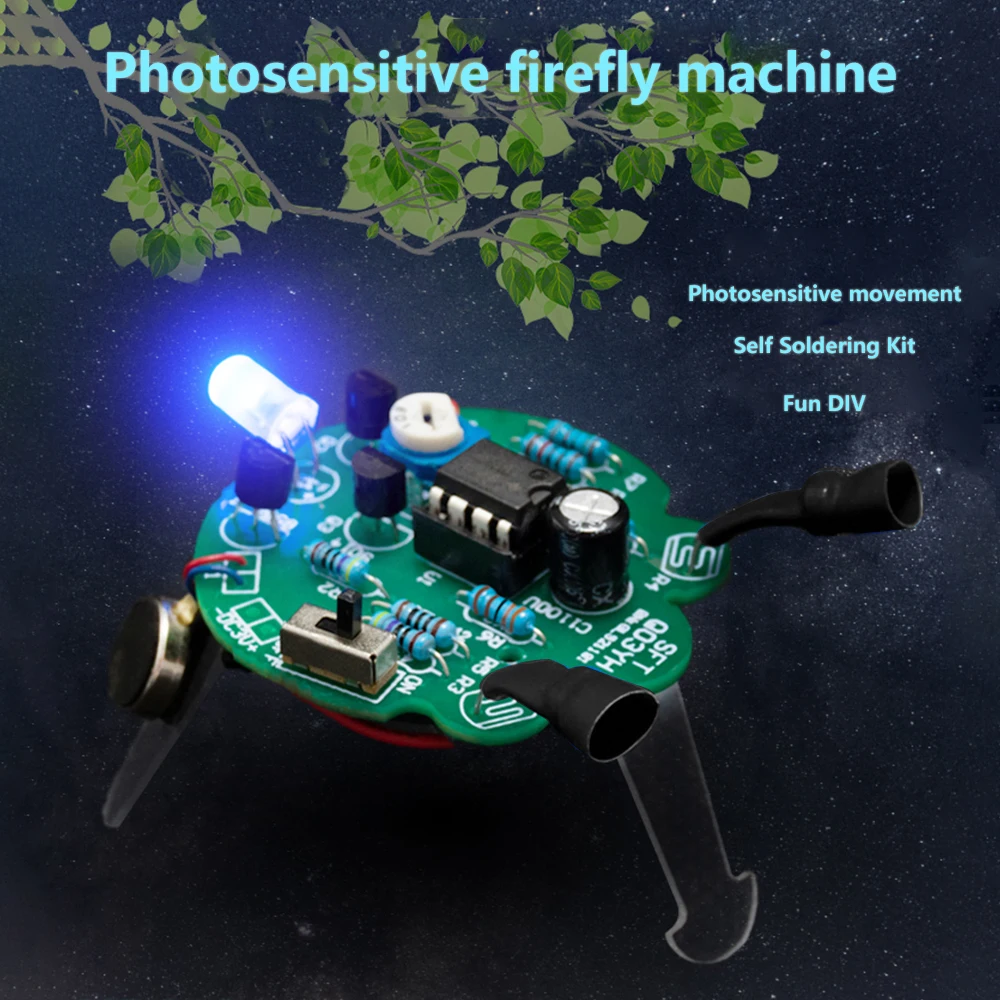 Photosensitive Mobile Robot Kit Firefly DIY Bulk Tail Breathing Light Fun Electronic Education Training