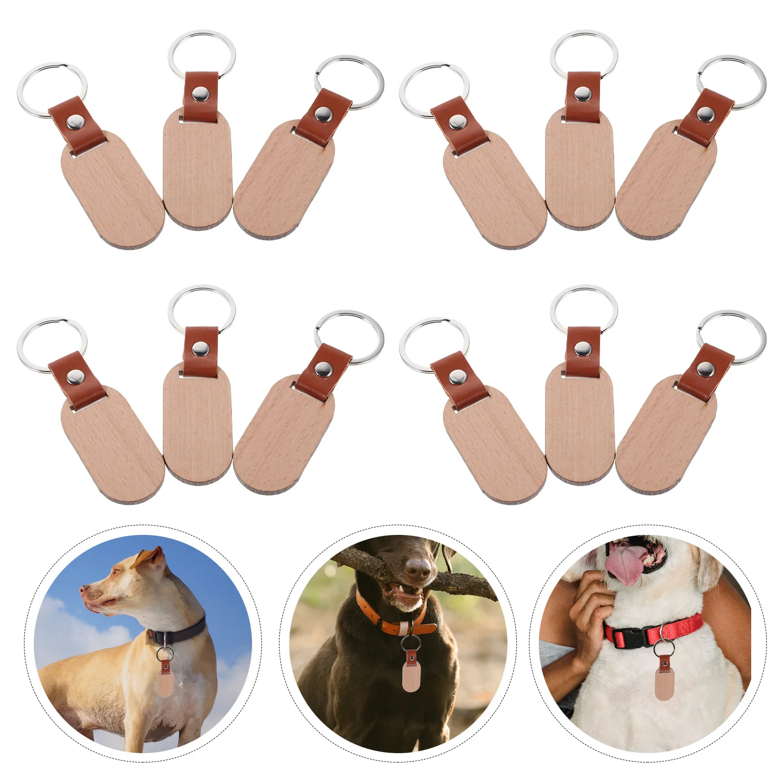 

12Pcs Wood Dog Tag Blanks Natural Pet Id Tags Lightweight DIY Engraving Stamping Craft Supplies for Dog Collar Tags