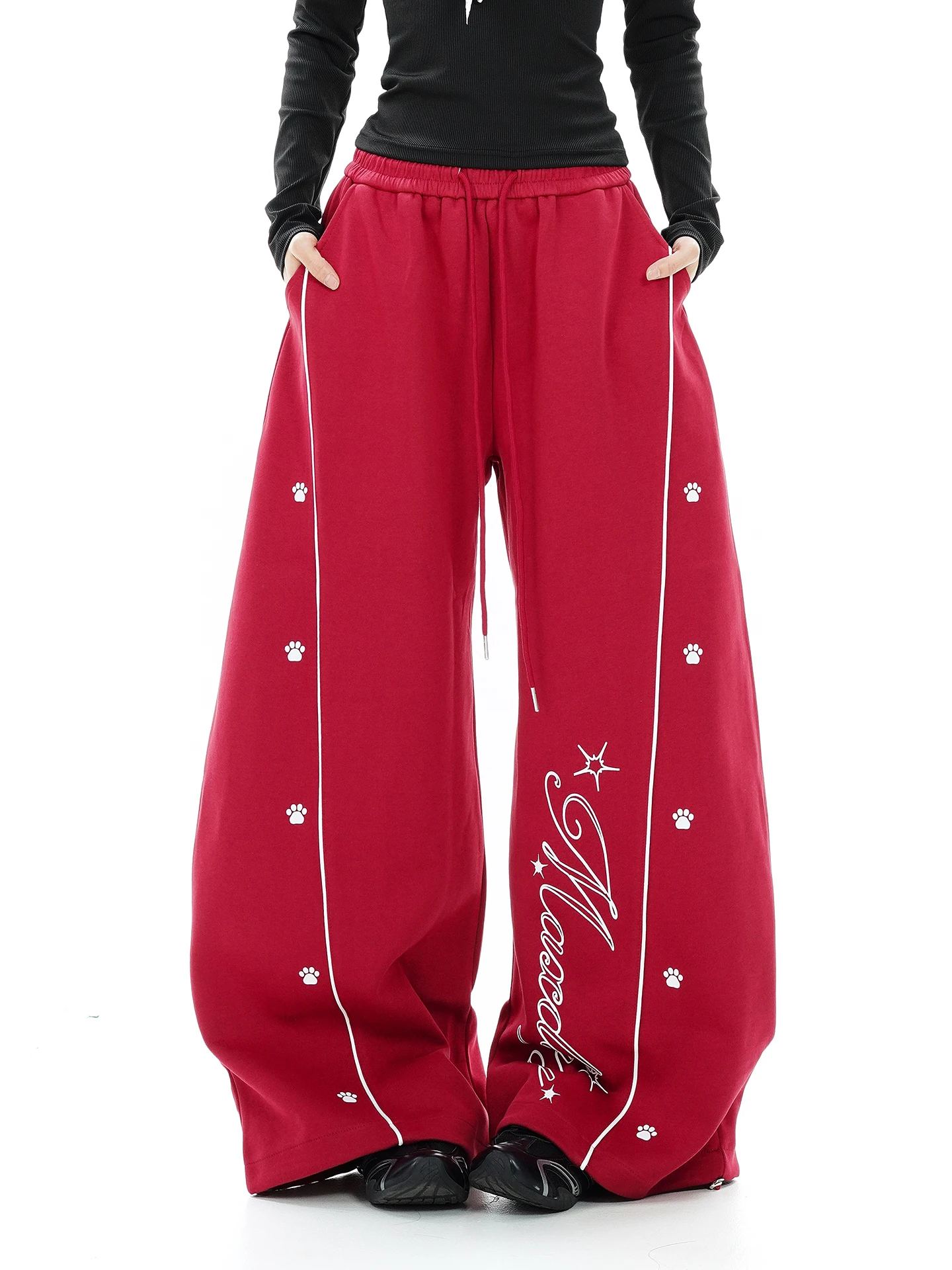 Casual Wide Leg Pants Elastic Waist Loose Fit Jazz Dance Women's Style Autumn New Fashion Trousers by PMFIVEE Student Suitable