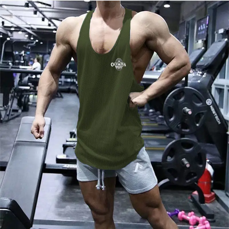 2024 Summer New Muscle Fitness Clothes Men\'s Sleeveless T-shirt Vest Men\'s Running Sports Training Breathable Top