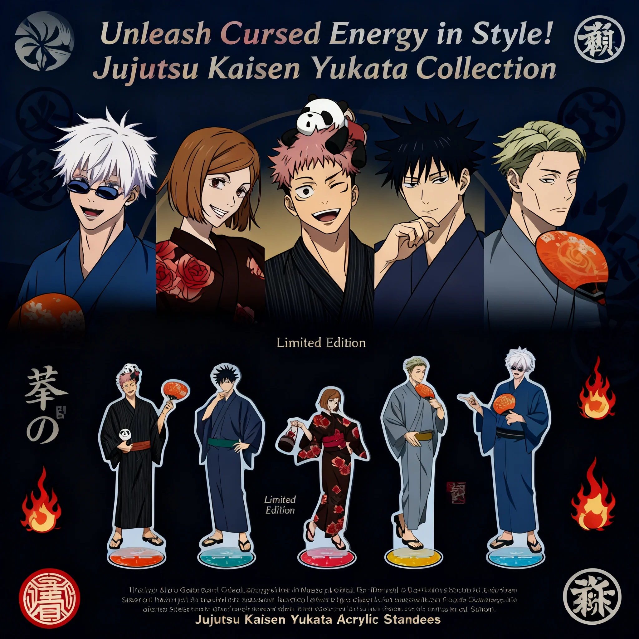 Jujutsu Kaisen Versión Yukata Figura de Acrílico de Anime, Merchandising de Yuji Itadori y Megumi Fushiguro, Cosplay Coleccionable, Regalo para