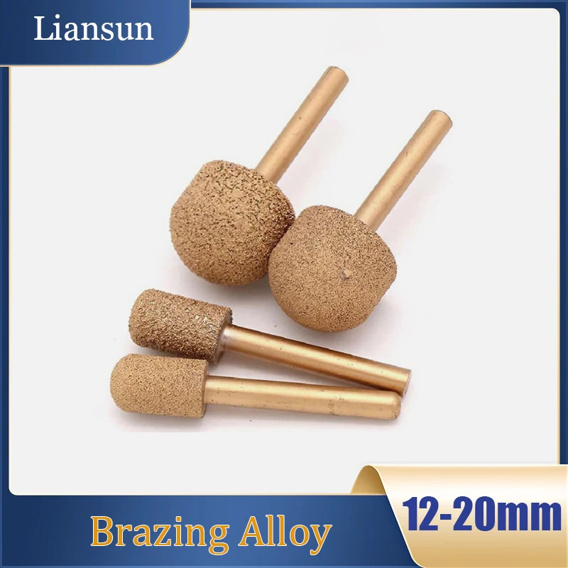 1/2/5pcs Round Head Cylindrical Diamond Grinding Burr 6mm Shank 12/14/16/18/20mm Brazing Alloy Grinding Engraving Bit