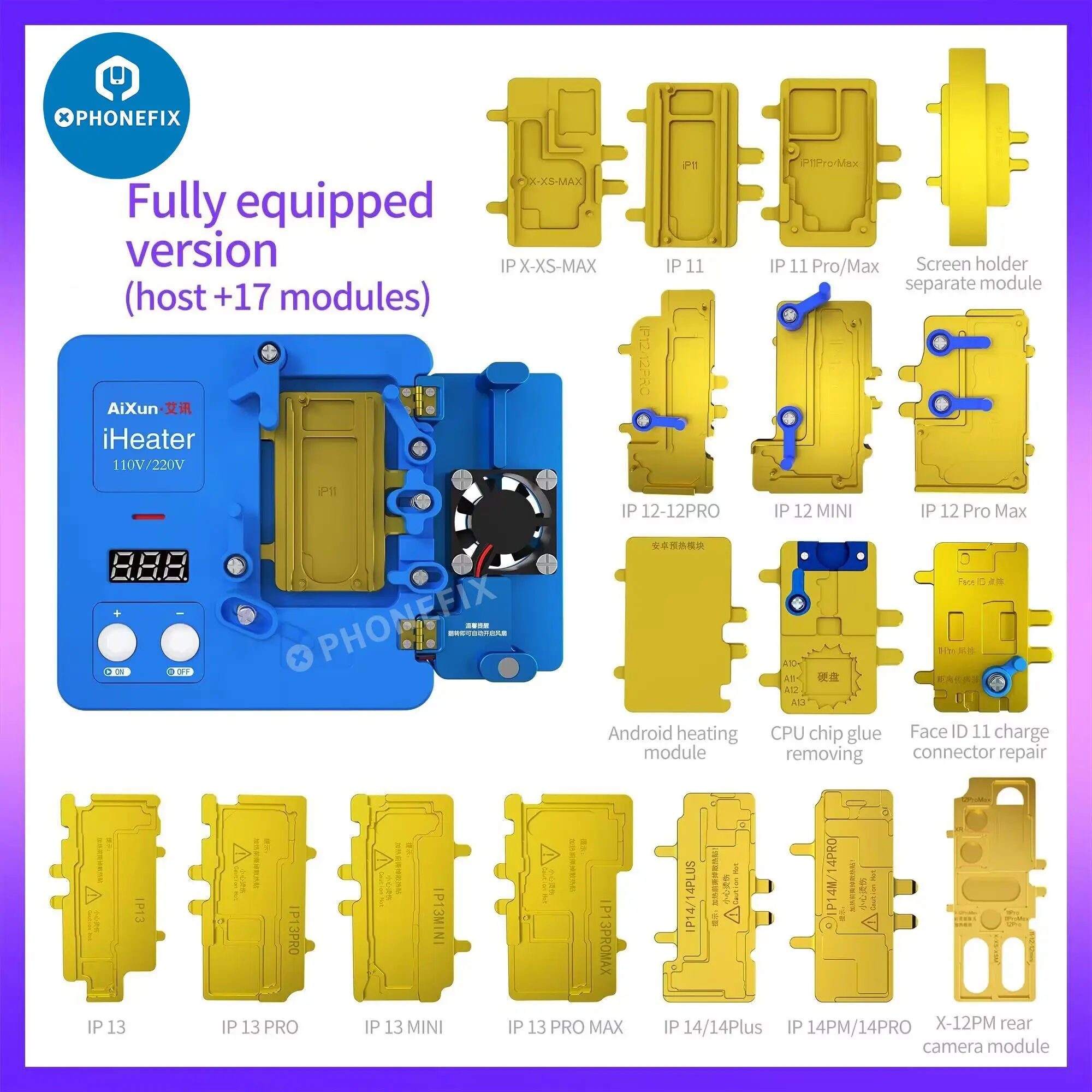 JC Iheater Double Layers Board Pre-heating Soldering Rework Station for IPhone 14 13 12 Pro X XS Motherboard Desoldering Repair