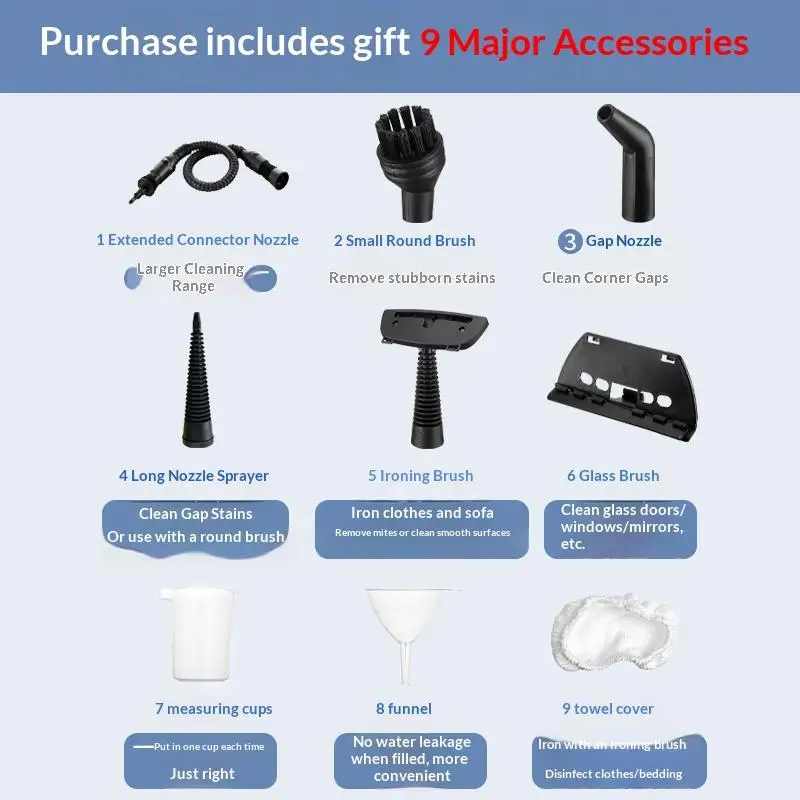 

1 Set 1000W High-temperature Steam Cleaner Accessories Pressure Washers Parts 350ml For Cleaning Kitchen Hoods Cleaning Tools