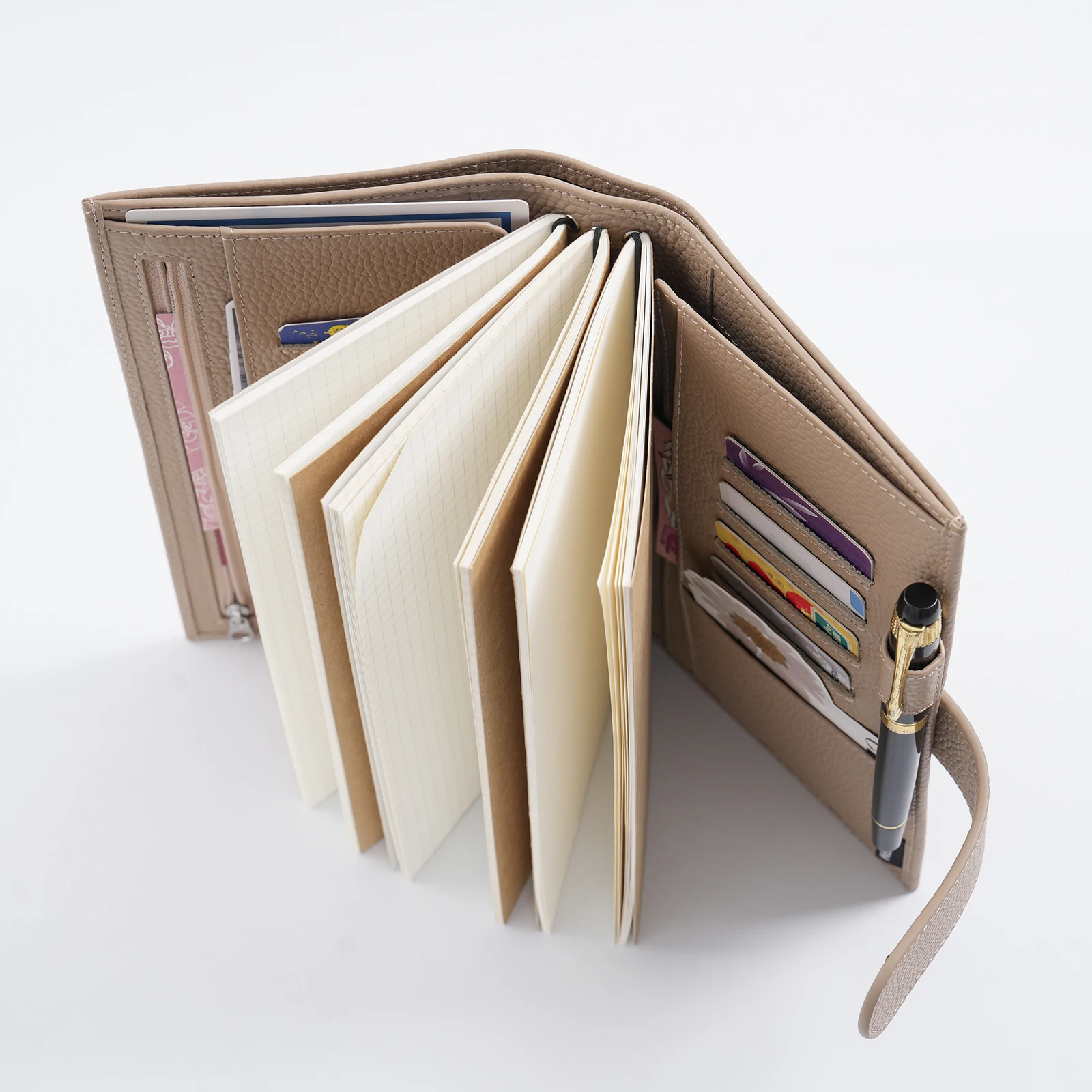 Limited Imperfect Moterm Companion Travel Standard Size TN Notebook Genuine Cowhide Organizer with Back Pocket and Clasp Design