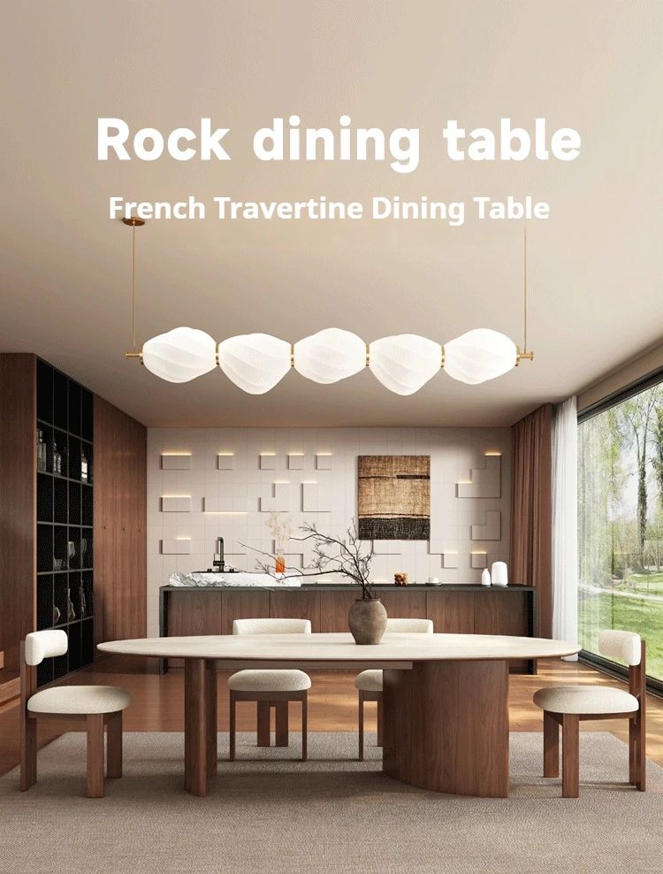 Luxury Sintered Stone Dining Table Set, 4-6 Seater Sturdy Kitchen Table for Family Daily Use