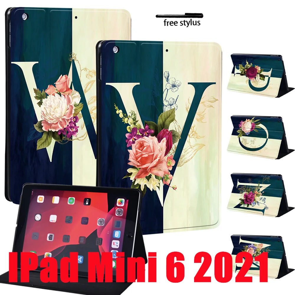 

Cover for IPad Mini 6 PU Leather Case for IPad Mini 6th Generation 8.3 Inch 2021 Initial Letter Pattern Folding Case Cover