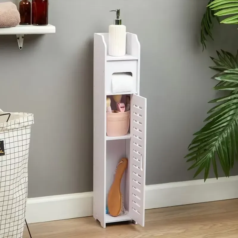 4 Tier Waterproof Bathroom Storage Rack Narrow Gap Cabinet Floor to Ceiling ABS Plastic Removable Toilet Organizer Shelf Unit