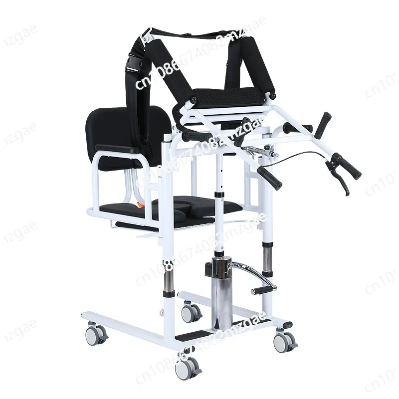 

Multi functional shift machine paralyzed elderly person getting up to use the toilet, taking off pants, and shift assist device