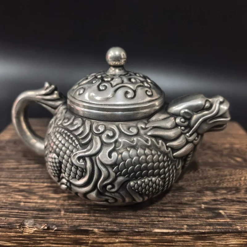 Copper-plated silver head teapot with 
