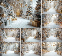 Mehofond Photography Background Winter Christmas Snow Forest White Glitter Gift Kids Family Portrait Decor Backdrop Photo Studio