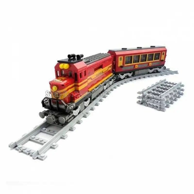 25902 630 stücke städtische orange klassische Retro Vintage alte Zug Schiene Eisenbahn Baustein Spielzeug Ziegel