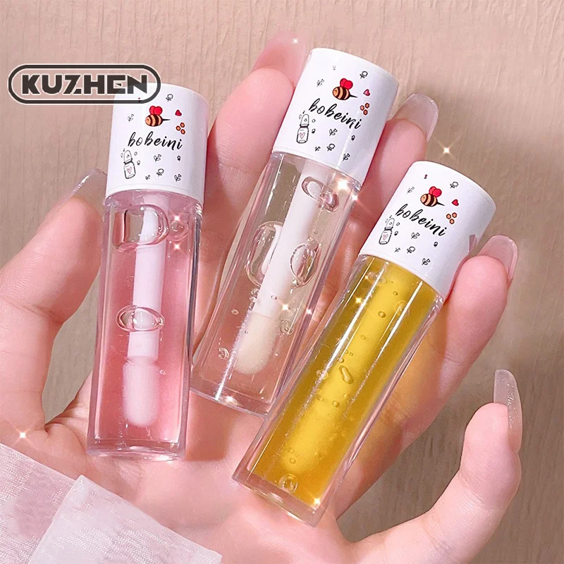 Peach Milk Honey Lip Oil Relieves Dry Moisturizing Lip Gloss Fades Lip Lines Water Light Lips Big Brush Head Cute Korean Makeup