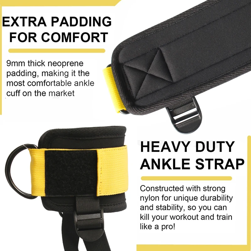 Ankle Support Straps Leg Exercises Double D-Ring Ankle Adjustable Neoprene Padded Cuffs Leg Butt Training Brace Sport Safety