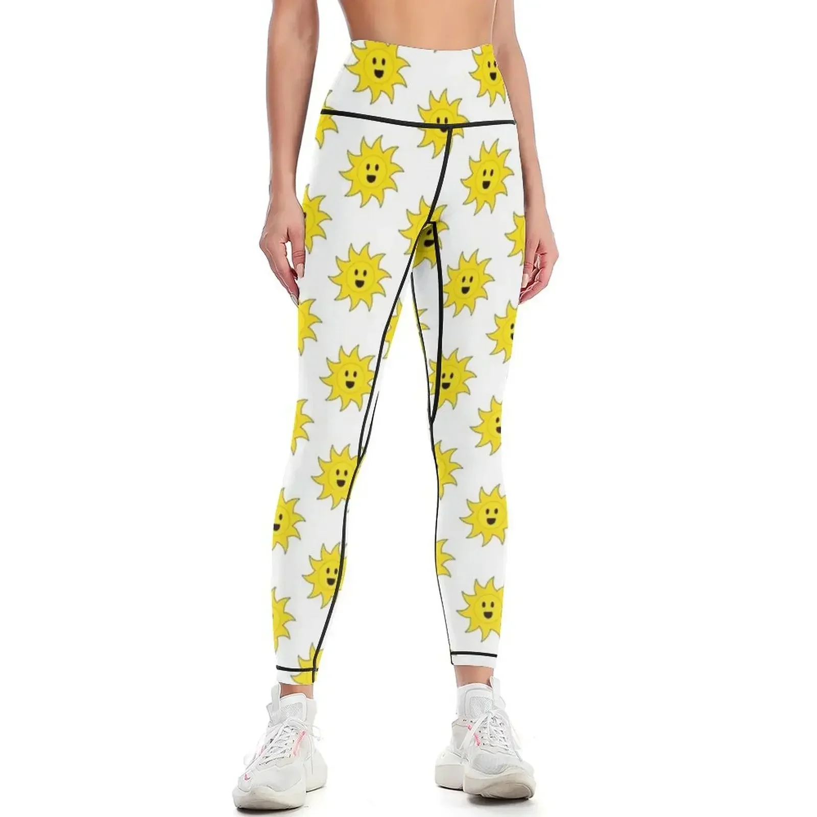 

Cute Happy Face Yellow Sun Leggings legging push up gym wear Jogger pants legging gym Womens Leggings