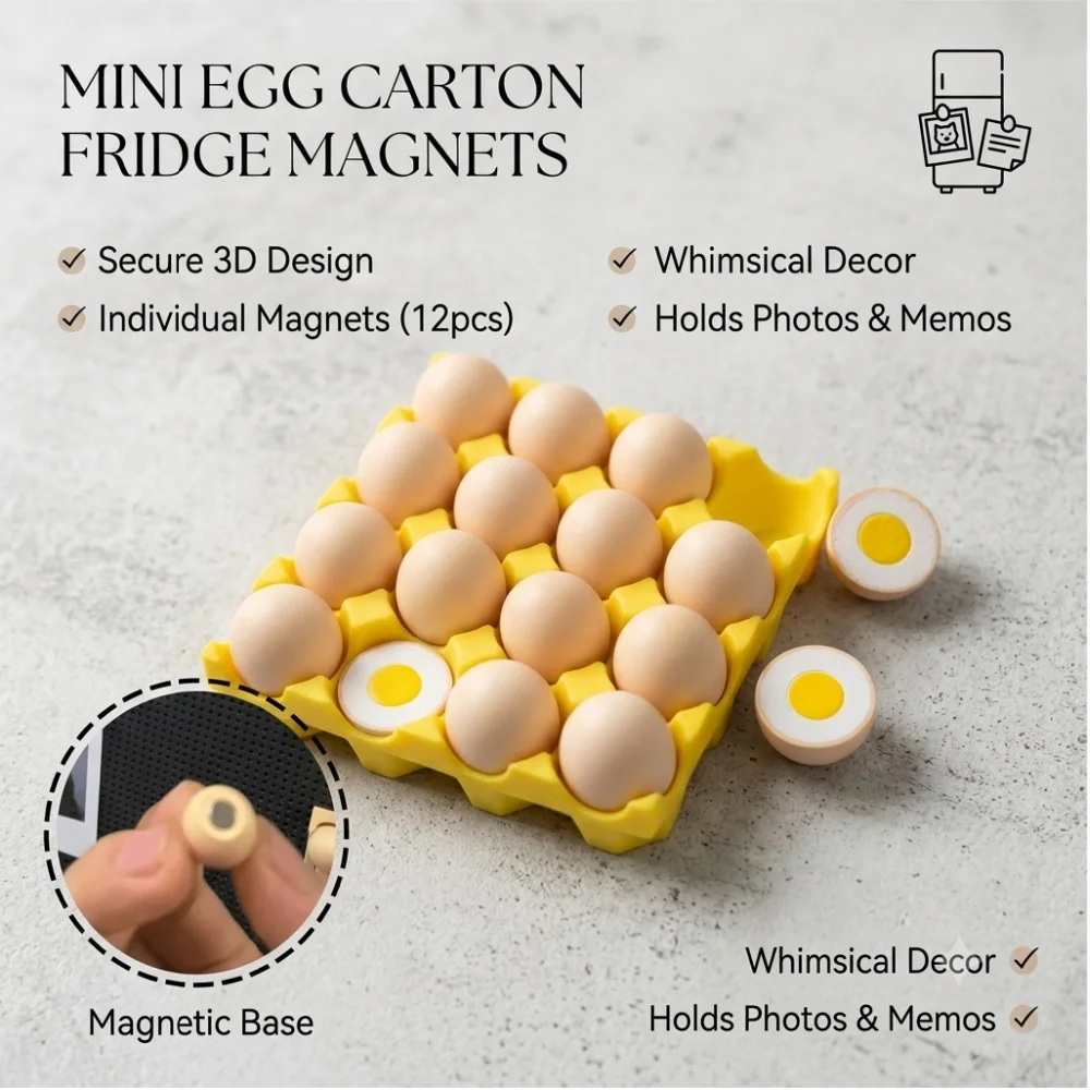 3D Simulated Egg Carton Fridge Magnet Cute Kitchen Message Photo Clip Board Magnetic Pin Sticker Novelty Room Decor
