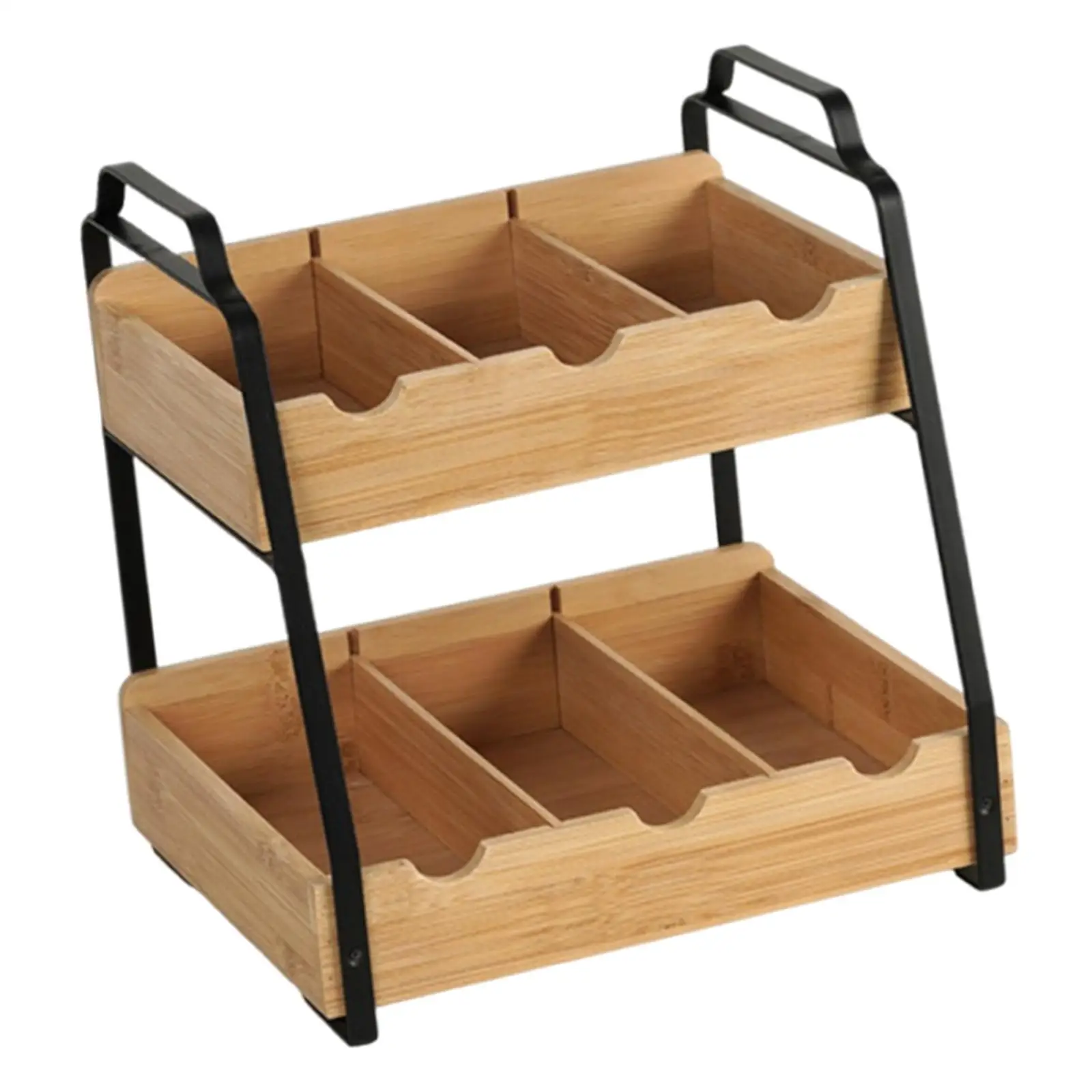 Coffee Bar Accessories Organizer Shelf Bamboo Metal Tea Bag Holder for Pantry Cabinet Storage Kitchen Dining Room