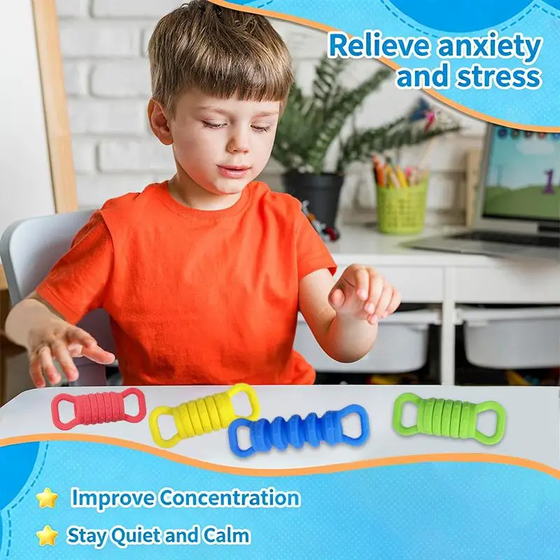 Finger Stretch Fidget Pulley Tube Toy Durable Anti-Anxiety Sensory Toy for Kids Birthday Gifts Party Bag Fillers