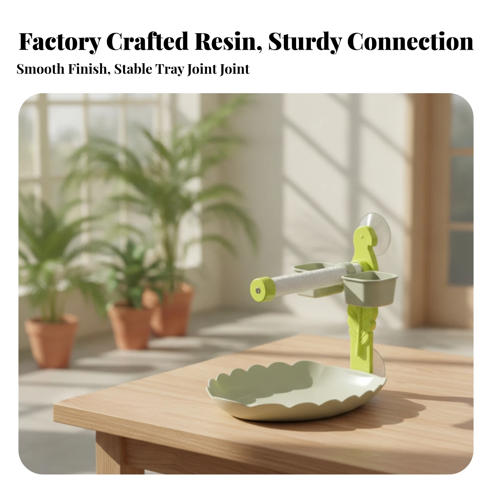 Window Bird Perch with Feeder Cups Compact Suction Cup Bird Perch for Parakeets, Indoor